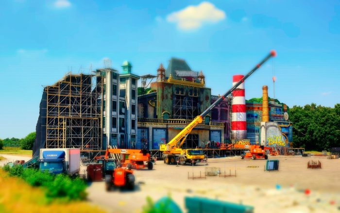 festival_construction_rentmas Construction machines setting up the Parookaville Festival in