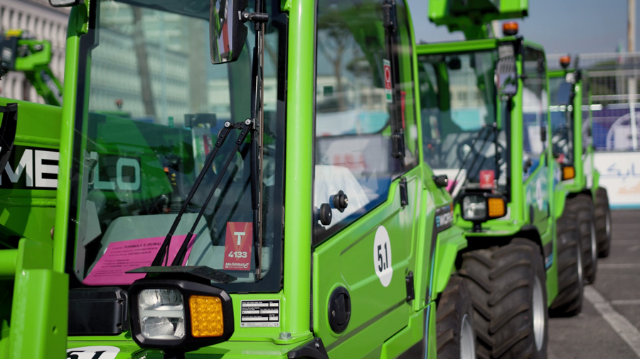 Merlo E-worker E-15 telehandlers in a row