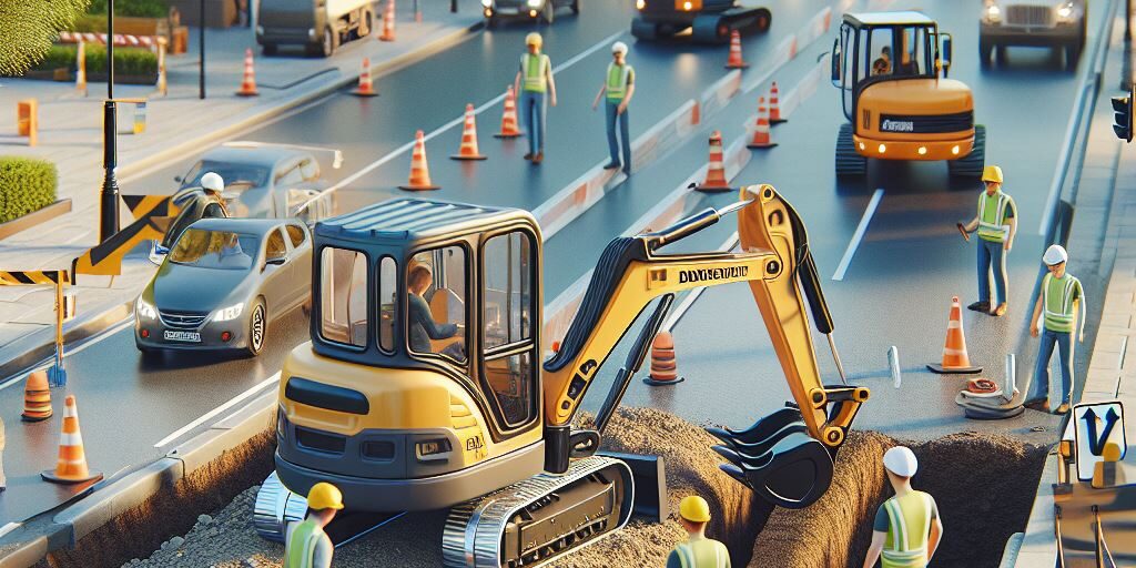Designer (19) using mini excavators